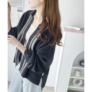 カーディガン 「JaVa ジャバコラボ」クラシカルな配色がお洒落！ヴィンテージニットカーディガン レディース