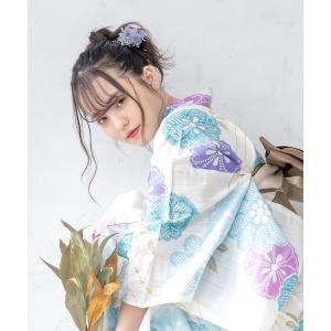 utatane 浴衣 浴衣3点セット 綿麻 紺色の麻の葉と鞠 レディース