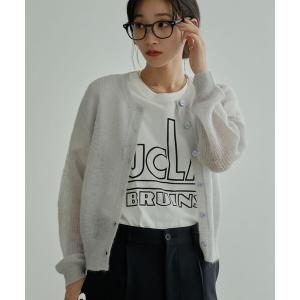 カーディガン シアーモヘアミックスカーディガン レディース