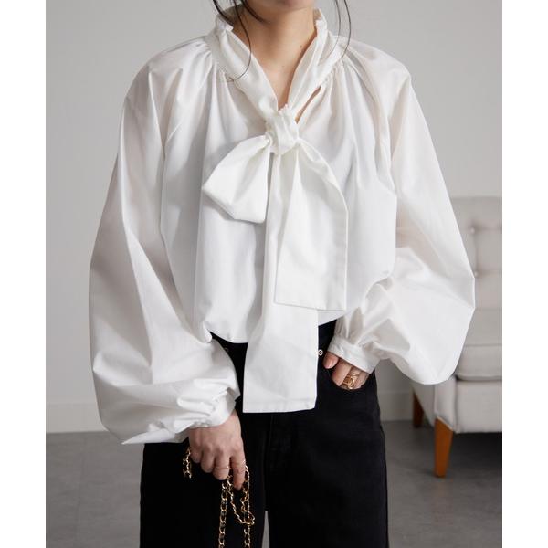 ブラウス シャツ 「新色追加」ボリュームボウタイブラウス レディース