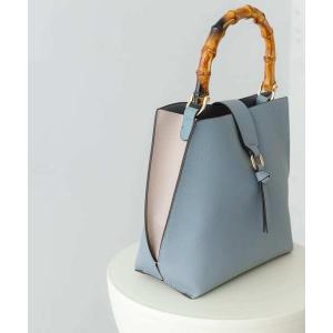 バッグ ハンドバッグ バンブー風バイカラーバッグ