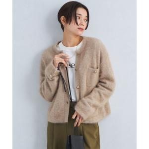 レディース カーディガン ヘアリー ジャケットライク カーディガン