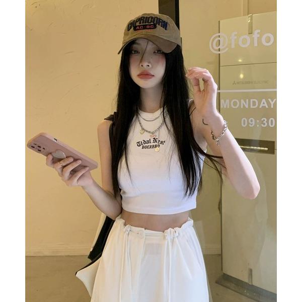 tシャツ ABETTOR SELECT 韓国ファッション　テレコ刺繍「WIDAL NEST」ロゴクロ...