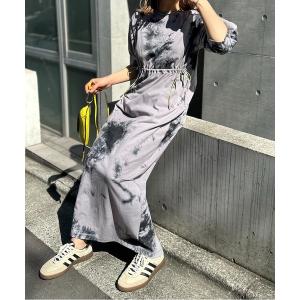 ワンピース タイダイ配色ドロストギャザーロングワンピース