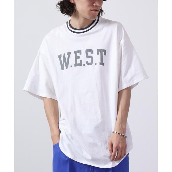 tシャツ ラインリブ半袖プリントTシャツ メンズ レディース