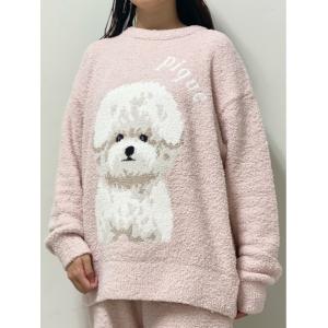 ルームウェア パジャマ パウダーDOG3柄ジャガードプルオーバー