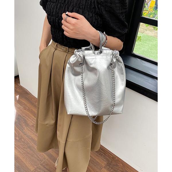 ハンドバッグ 2wayスクエアチェーンショルダーハンドバッグ/A4対応