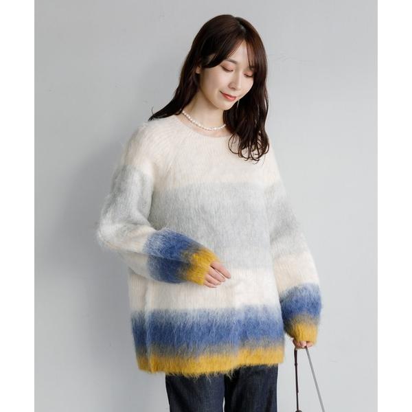 ニット セーター シャギーグラデーションニットプルオーバー レディース
