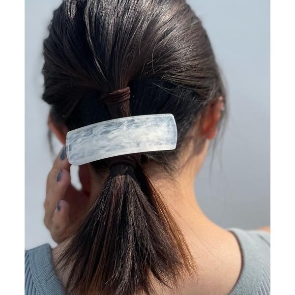 ヘアクリップ 「KuKuLu TOKYO」クリア×マーブル 積層 スクエア バレッタ