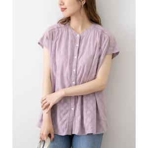 シャツ ブラウス コットンドビーフレンチギャザーブラウス