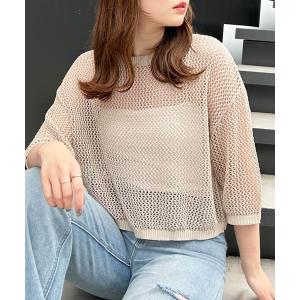 ニット メッシュショートニット