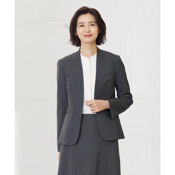 ジャケット ノーカラージャケット T/Rアルガンシルク ノーカラー ジャケット レディース