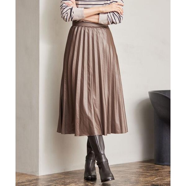 スカート 「洗える」Mistyスラブツイル プリーツ スカート