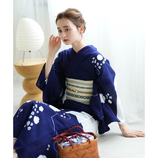 浴衣 京鹿の子絞り浴衣3点セット utatane 紺地の雪輪 伝統工芸士 清江和雄 有松染め レディ...