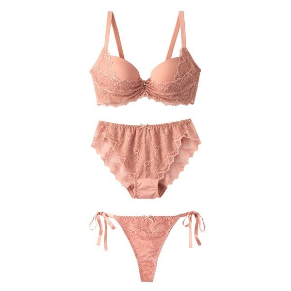 ブラジャー ショーツセット 「Tバック/タンガ」サイドリフトブラ＆ショーツ3点セット