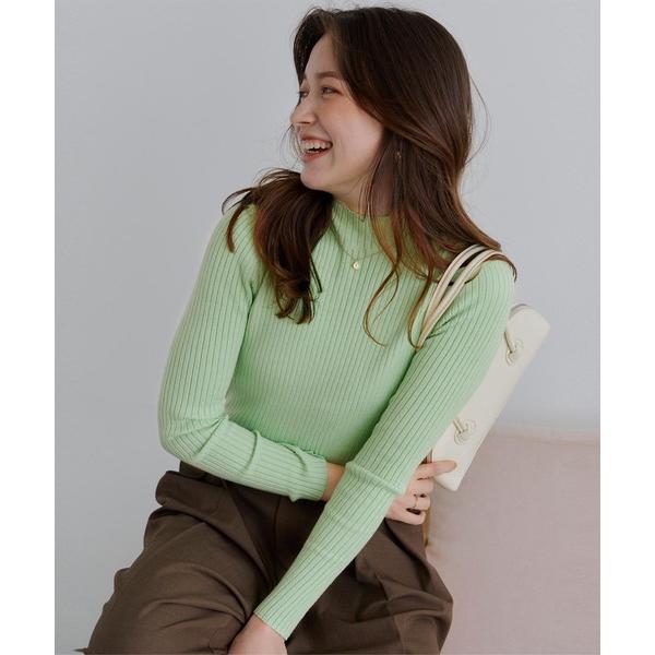 ニット セーター ハイネックリブ編みニット レディース