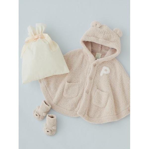 ベビー キッズ 「ラッピング済み」「BABY」パウダーベアポンチョ＆ソックスSET