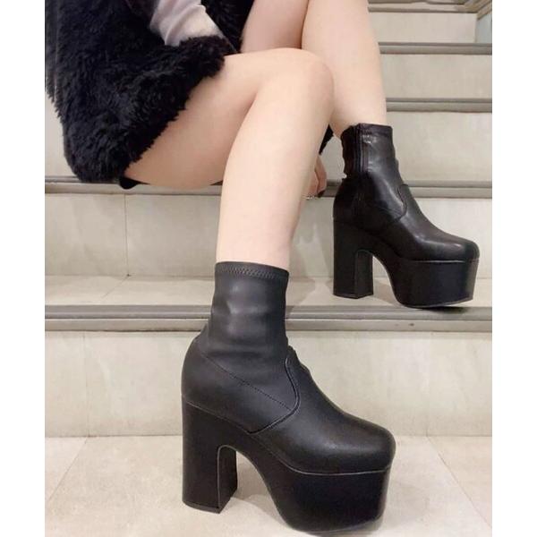 ブーツ 「新色追加」スクエアヒールストレッチブーツ レディース