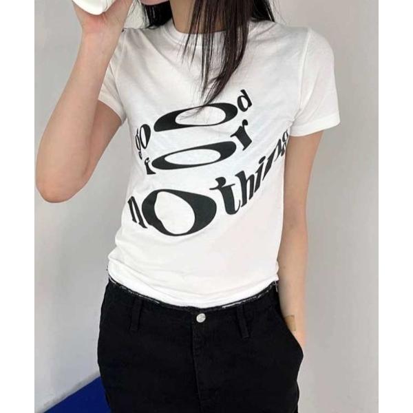 tシャツ フィットレタリングプリントTEE レディース