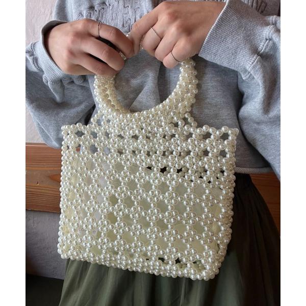 ハンドバッグ パールビーズハンドバッグ
