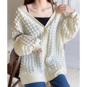 カーディガン 「mily bilet」ゆるっとしたシルエットが可愛い ぽこぽこ2wayカーディガン レディース