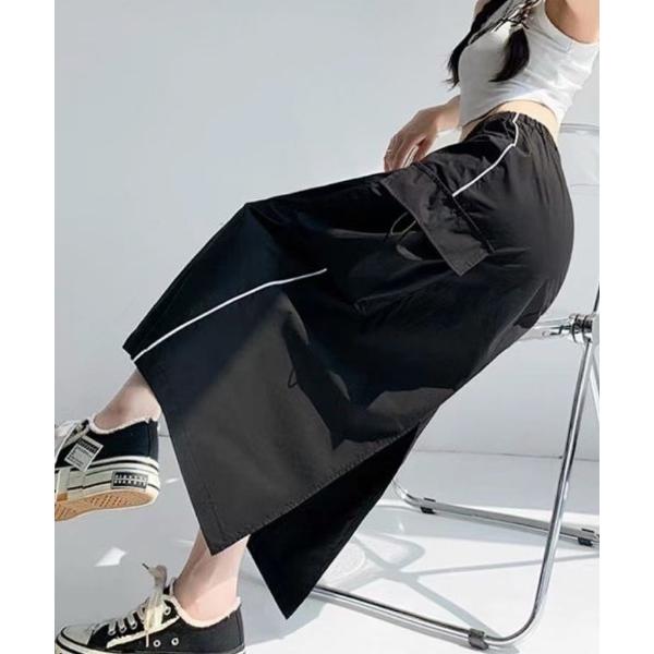 スカート 「新色追加 」ドロストコード脇ラインミリタリーカーゴスカート