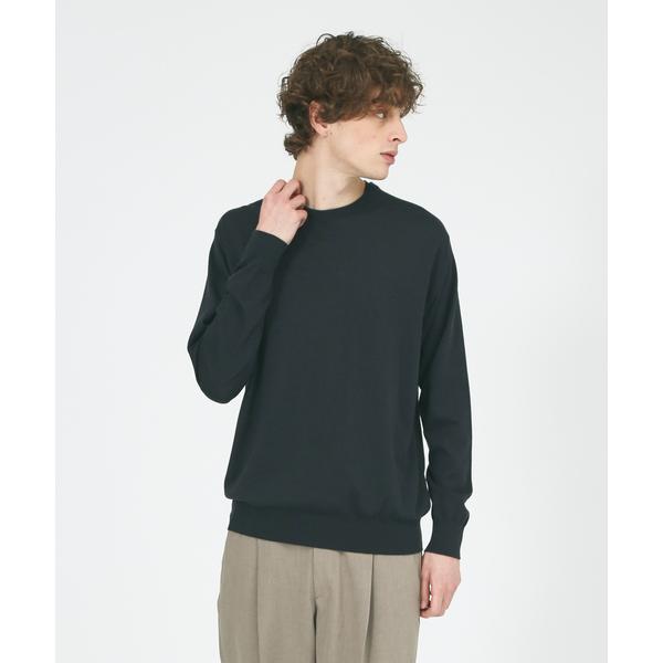 セーター ニット Biella Yarn 16G クルーネックニット メンズ