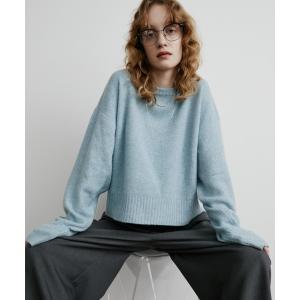 ニット セーター ミックスショート丈プルオーバーニット レディース