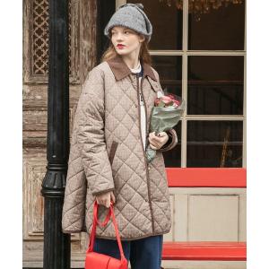 ダウン ダウンジャケット マルチウェイ 襟コーディロイテントラインダイヤキルティングコート