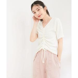 tシャツ Tシャツ レディース 「洗える」ぽこぽこフロントシャーリングカットソー｜zozo