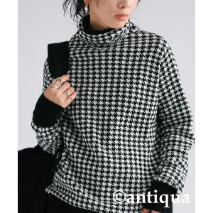 ニット セーター 千鳥柄タートルニット レディース