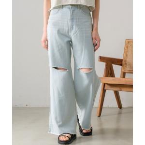 ワイドパンツ ジーンズ デニム デニムパンツ スリットデニムPT レディース