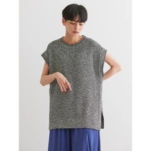 ベスト 鹿の子編みサイドスリットニットベスト