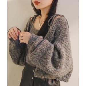 アンサンブル リボンニットキャミ×クロップドカーデSET