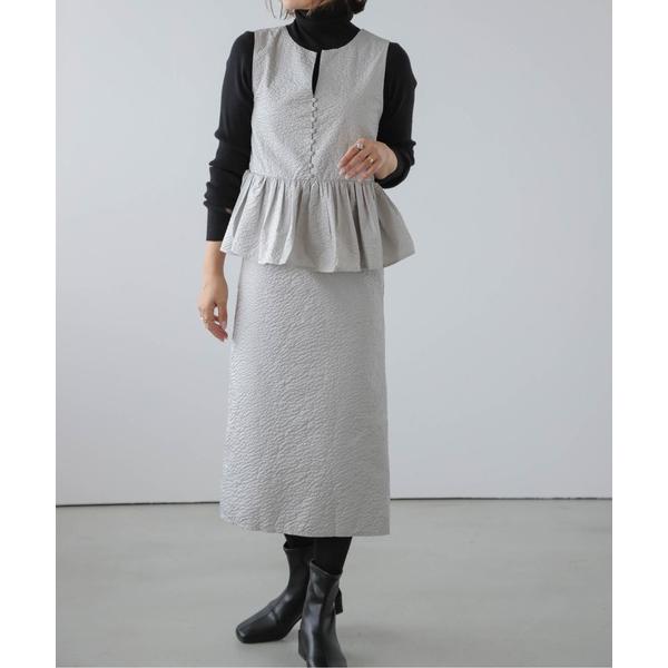 ワンピース ジャガードノースリーブワンピース