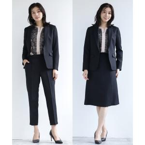 セットアップ 「洗濯機OK♪ストレッチで動きやすい♪シワになりにくい♪」テーラードジャケット＆テーパードパンツ＆Aラインスカート3点セットスーツ レデ