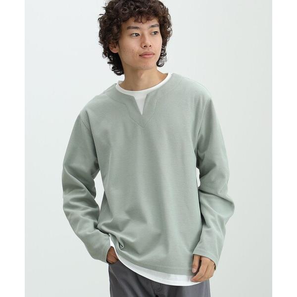 tシャツ 「ユニセックス」フェイクレイヤー ワッフル ロングスリーブ Tシャツ メンズ レディース