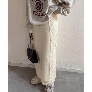 スカート ケーブルニットスカート レディース