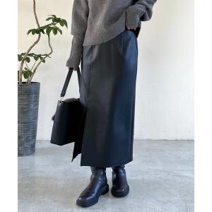 レディース スカート フェイクレザージャージスカート