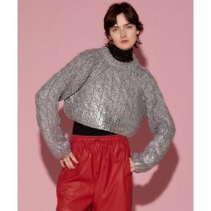 ニット Metallic Foil Cable Short Knit/メタリックホイルケーブルショートニット「MAISON SPECIAL/メゾンスペ｜zozo