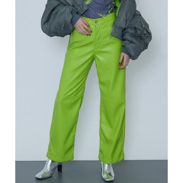 パンツ Vegan Leather Wide Straight Pants/ヴィーガンレザーワイドス...