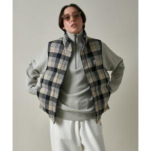 ダウンベスト ダウン RECYCLED WOOL CHECK REVERSIBLE DOWN VEST / リバーシブルダウンベスト｜zozo