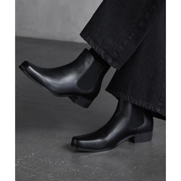 ブーツ 「CALLNE」Squaretoe Real Leather Heelboots / スクエ...