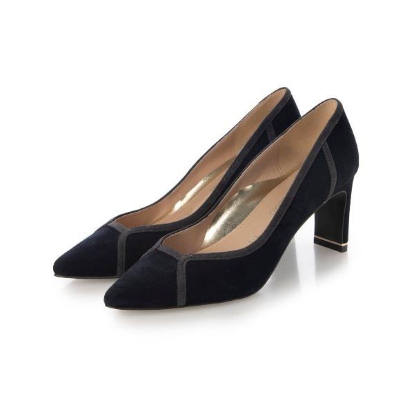 パンプス 異素材コンビポインテッドトゥパンプス