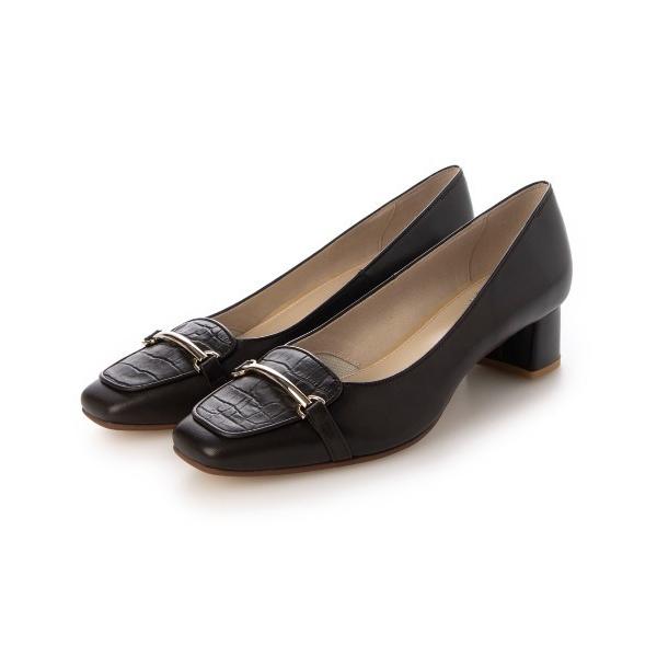 ローファー スクエアトゥヒールアップローファー レディース