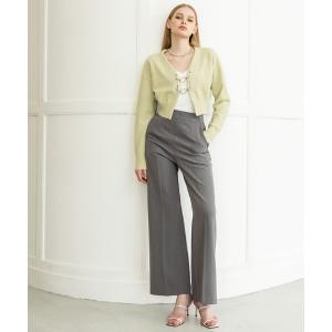 スラックス パンツ ハイウエストセンタープレスパンツ レディース