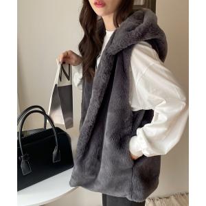 ベスト ジレ 「新色追加」フーディファーベスト レディース