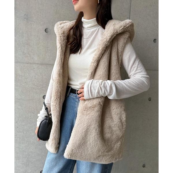 ベスト ジレ 「新色追加」フーディファーベスト レディース