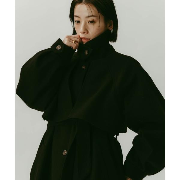 ステンカラーコート コート 「新色追加」ベルト付きフェイクウールロングコート レディース