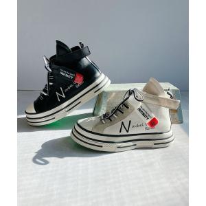 スニーカー 厚底 ジップアップ ラベル スニーカー レディース